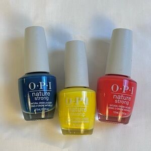 New 3 Piece OPI Nail Lacquer Bundle Yellow Blue Pink